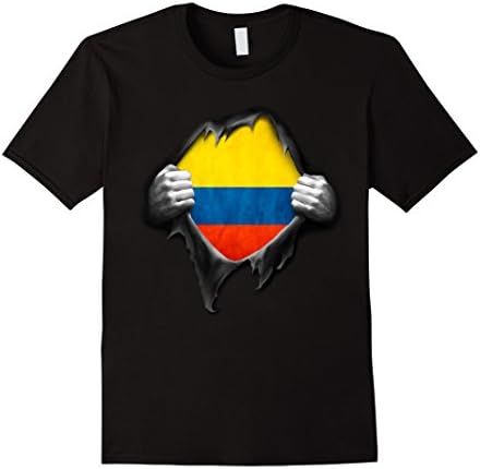 Men's Colombia Flag T Shirt. Proud Colombian Large Black