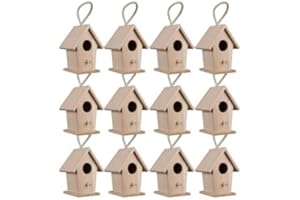4.3" Traditional Birdhouse by Make Market - Unfinished Hanging Birdhouse Made of 100% Wood, Outdoor Nesting Boxes - Bulk 12 Pack