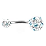 MSmask Elegant Round Twinkle Fashion Crystal Steel Belly Button Ring Navel Ring Bar Body Piercing Jewelery Stud Barbell (Turquoise + Silver)
