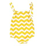 Baby Girls Yellow and White Wave Striped Romper Jumpsuit One Piece Toddler Clothes