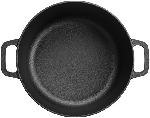 Amazon Basics Round Pre-Seasoned Cast Iron Dutch Oven with Dual Handles, 5-Quart, Black