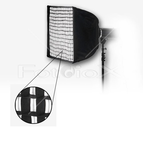 Fotodiox Pro 24x24" Softbox PLUS Grid (Eggcrate) for Studio Strobe/Flash with Soft Diffuser and Dedicated Speedring, for Multiblitz Profilux Strobe Light, Soft box, Speed Ring