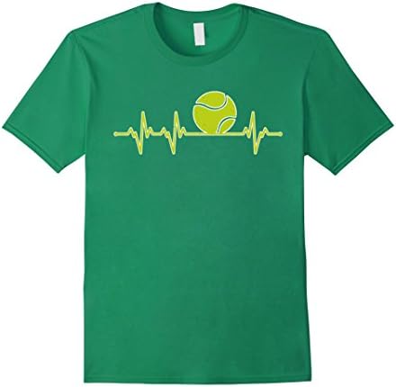 Mens Tennis Heartbeat I Love Play Tennis T-Shirt XL Kelly Green