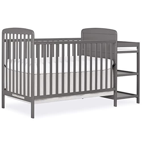 Photo 1 of Dream On Me Anna 3-in-1 Full-Size Crib and Changing Table Combo in Steel Grey, Greenguard Gold Certified, Non-Toxic Finishes, Includes 1" Changing Pad, Wooden Nursery Furniture