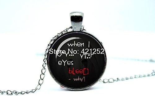 Pretty Lee 2015 Fashion I Cry Your Eyes Bleed American Horror Story Necklace Americanhorrorstory Horror Jewelry Glass Photo Cabochon Necklace Christmas gift