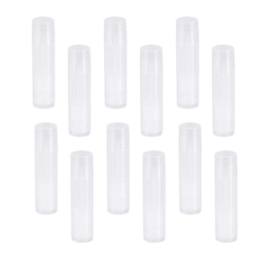Lurrose 100Pcs Clear Lip Balm Tubes with Caps, 5ml Empty Plastic Lip Gloss Containers, Refillable Diy Lipstick Tubes with Push Wheel Mechanism for Homemade, Cosmetic Storage & Samples