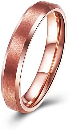 4mm Tungsten Rose Gold Ring For Women Anniversary Engagement Wedding Band Ring Beveled Edge Comfort Fit
