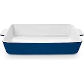 Krokori 4 QT Baking Dish, Casserole Dishes for Oven, 9x13 Baking Pan with Handles, Lasagna Pan Deep, Ceramic Casserole Dish Oven Safe for Baking, Lasagna, Kitchen, Wedding Gift (Dark Blue)