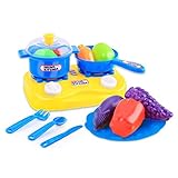 OVERMAL 15pcs Plastic Kids Children Kitchen Utensils Food Cooking Pretend Play Set Toy