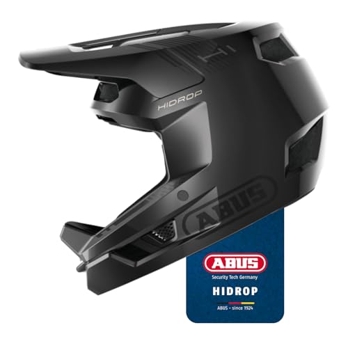 ABUS Downhill Bicycle Helmet HiDrop - Full-face Helmet with ABS Outer Shell for MTB Trails, Enduro and Bike Park - For Adults and Teenagers - ASTM-certified - Black, Size L