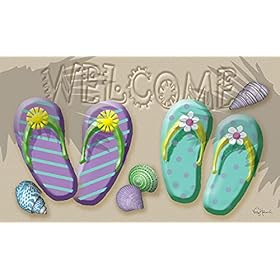 Toland Home Garden 800174 Welcome Flip Flop Summer Door Mat 18x30 Inch Beach Outdoor Doormat for Entryway Indoor… 412IKfidpyS