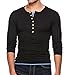 Hotouch Mens Henley T-Shirts with Long Sleeve Black L