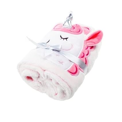 EinhornLiebe Kuscheldecke mit Einhorn | Babydecke Kinder Schmusedecke 130x81cm Fleecedecke (rosa)
