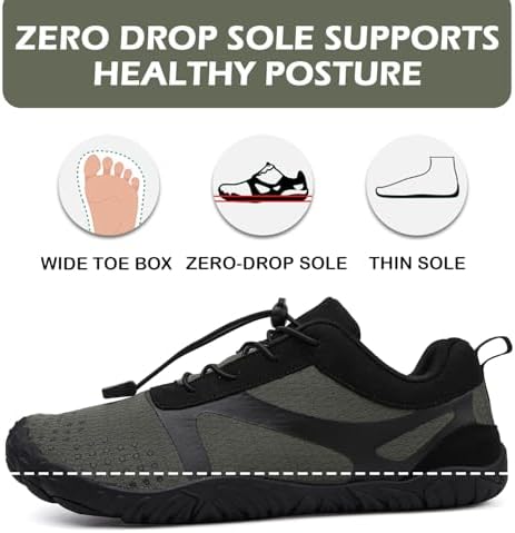 Unisex Traillaufschuhe Herren Damen Barfußschuhe Trekking Wanderschuhe Leicht Laufschuhe Knit Sneaker Fitnessschuhe Wasserschuhe 42EU Schwarz/Grau