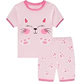 Popshion Baby Girl Pajamas Short Sleeve Toddler Girls Summer Short Sets Cotton Sleepwear Size 2 to 10 Years
