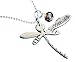 PDTXCLS Yasirona Dijkoo Zmaomaoy XGATML taggyourit Dragonfly Sassenach Necklace - Pewter-Plated Pendant with Amber Colored Gem on Stainless Steel Ball Chain