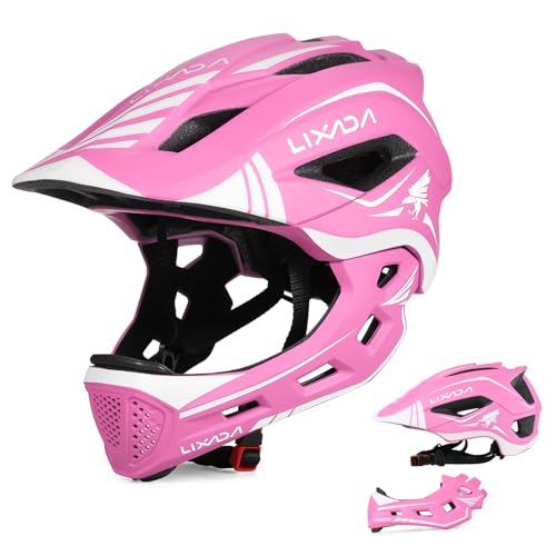 Lixada Fullface Abnehmbar Unisex 52-58cm Children's Helmet 2-In-1 Integrated Größenverstellbar- Mit Abnehmbarem Kinnschutz Helmet inliner Für Fahrräde