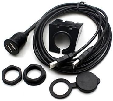 Arita USB Flush Mount Extention Cable,1 Meter 3ft Dual USB2.0 Panel Mount Cable,Flush, Dash,for car,Boat,Bike,Motorcycle and Trailer.(Black)