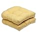 Pillow Perfect Indoor/Outdoor Wicker Seat Cushion (Set of 2) with Sunbrella Canvas Buttercup Fabric, 19 in. L X 19 in. W X 5 in. D