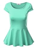 J.TOMSON Women's Short Sleeve Fitted Peplum Top MINT M