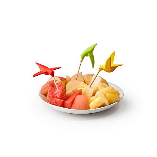 Qualy QL10103MX Party Fork - Adornos para Palillos de Comida, diseño de colibrí