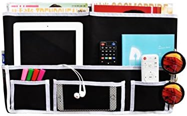 Bedside Storage Organizer,Hanging Storage for Tablet,Phone,Magazine,Accessory and TV Remote (Black)