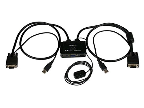 StarTech.com 2 Port USB VGA Cable KVM Switch USB Powered with Remote Switch Dual Port VGA KVM Switch