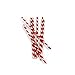 Kikkerland, Red and White Biodegradable Paper Straws, Striped, Box of 144