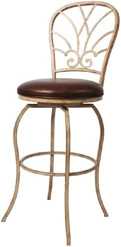 Pastel Furniture VL-225-30-NB-972 Villa Nova Swivel Barstool, 30-Inch, Nebula and Bonded Spice Leather