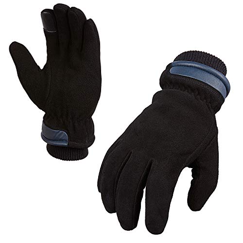 SKYDEER Women's and Men's Warm Deerskin Suede Winter Thermal Gloves for Driving Running Cycling (SD8652T/M)