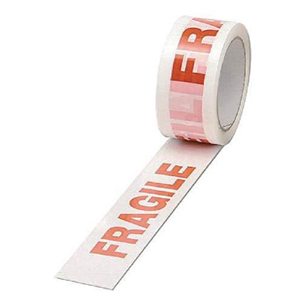 Printed Tape Fragile Polypropylene 50mmx66m Red on White [Pack of 6]