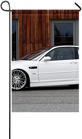 Fenda Garden Flag bmw g power e46 m3 white side view 12x18 inches(Without Flagpole)