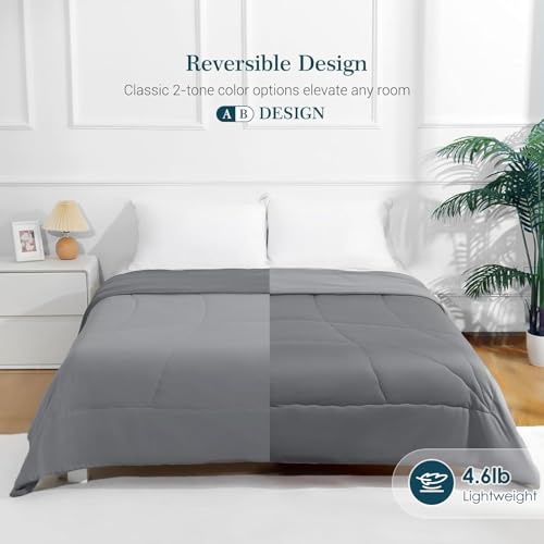Elegear Revolutionary Cooling Comforter Queen Absorb Body Heat to Keep Cool, Cooling Blanket for Hot Sleepers Japanese Arc-Chill 3.0 Cool Tech Fabric Summer Comforter Hypo-Allergenic Cool Quilt - Gray