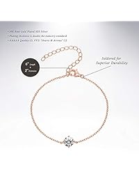 PAVOI brazalete de diamante solitario artificial, enchapado en oro de 14 K, diseño "Hearts & Arrows" (circonia cúbica: color D, claridad VVS).