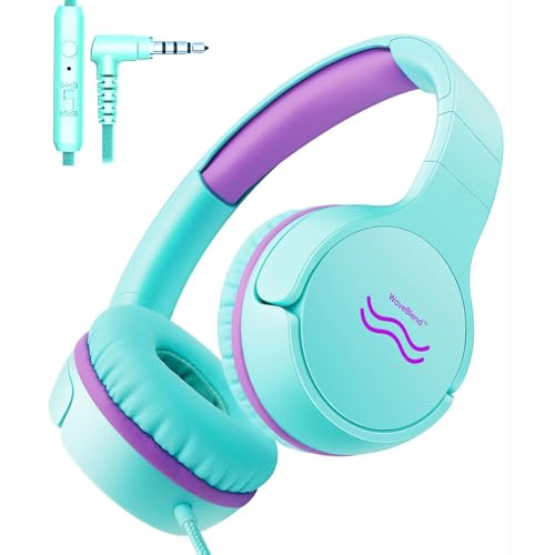 WaveBlend Kids Headphones Safe Volume Green Purple