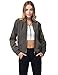 Awesome21 Women's Solid Long Sleeves Zipper Closure Pocket Army Flight Bomber Jacket