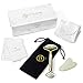 Jade Roller and guasha scraping massage tool by Fitsqin - Real Natural Gemstone - Face and body massager gift set - Anti Aging, wrinkles and puffiness therapy set - ebook included