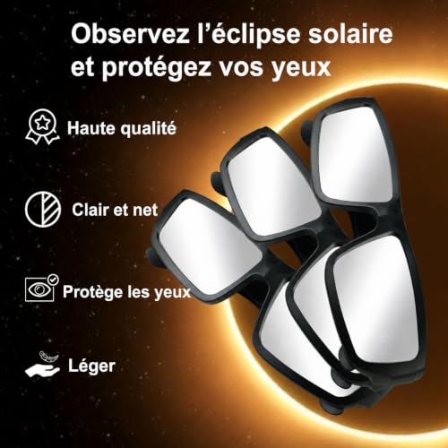 Keyaluo Lot de 3/6 Lunette eclipse solaire,EN ISO 12312-2:2015(E) et CE Certifiees,Approuve AAS 2026,robustes en plastique pour l’observation directe du soleil