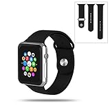 Apple Watch Band - ZCGYLP Sport Style Replacement iWatch Strap Soft Silicone for Apple Wrist Smart Watch (38mm Models, Classic Black)