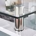 SUNCOO Rectangular Glass Coffee Table Shelf Wood Living Room Furniture Chrome Base (White)