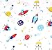 J-pinno Spaceship Universe Adventure Cute Adorable Cartoon 100% Cotton 3 Pieces Twin Sheet Set for Kids Girls Boys Children Flat Sheet + Fitted Sheet + Pillowcase Bedding Decoration Gift Set