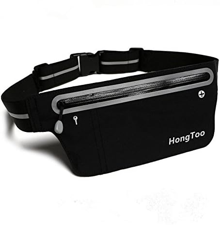 Running Belt Fitness Belt UltraSlim Workout Sport Waist Pack 2 Pockets Expandable iPhone 6S Plus/6 Plus/6S and Accessories,3M Reflective, Running Hiking Cycling,Water Resistance,Super Light-HongToo
