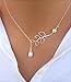 MAIDIEN Women Simple Silver Tree leaf Pearl Pendant Tassel Alloy Short Necklace