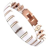 HiTreasure Rose Gold Tungsten Ceramic Magnetic Therapy Bracelet for Arthritis Pain Men Women