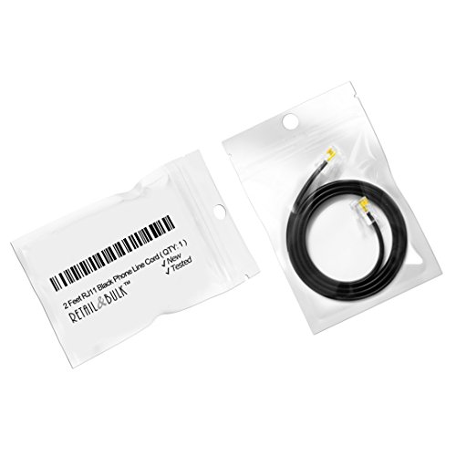 image for 2 Feet Premium Quality Telephone Cable, RJ11 Male to Male 6P4C Phone L