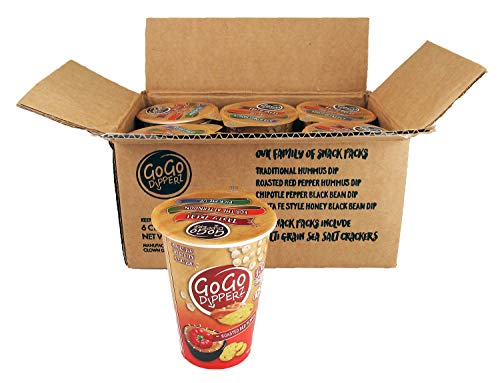 Roasted Red Pepper Hummus and Multi-Grain Sea Salt Crackers - GoGo Dipperz Healthy On-the-Go Snack Packs - 2.25 oz (Case of 6)