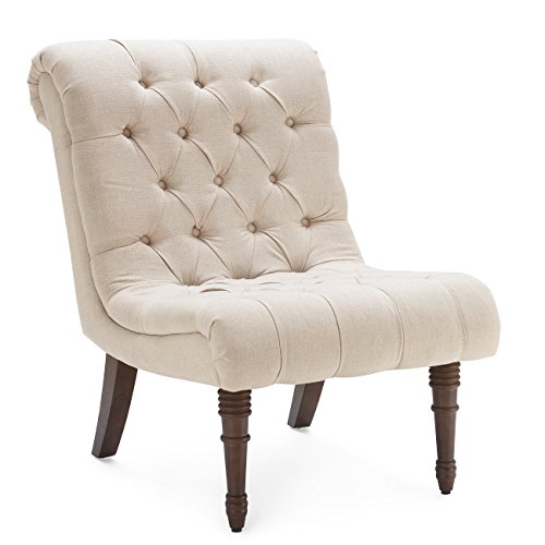 Belleze Mid Century Modern Accent Button Tufted Wood Jamaica | Ubuy