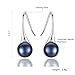 S925 Sterling Silver Freshwater Cultured Pearl Dangle Drop Earrings for Women AAA+ Quality 8mm Black Pearl Women's Earrings