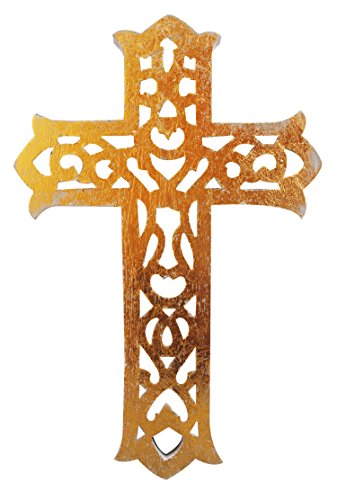 The StoreKing Wooden Decorative Wall Cross French Handmade Plaque Religious Altar Cross Home Living Room Home Decor (Design4)