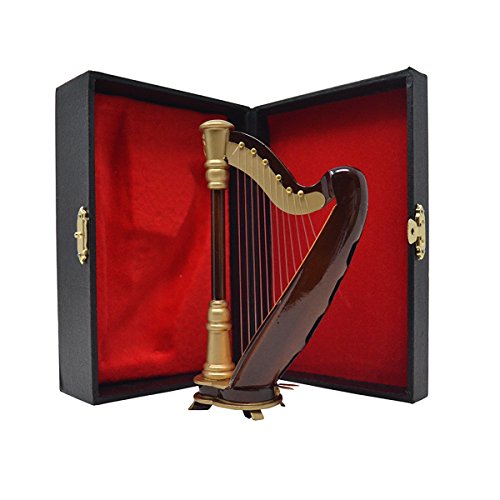 PUNK 1:12 Scale Miniature Instrument Music Case Stand Miniature Musical Instrument (Harp:8x14x4.5cm)